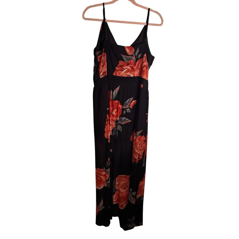 No Boundaries Juniors/Women Black And Red Floral Shorts Romper W/ Skirt XXXL 21